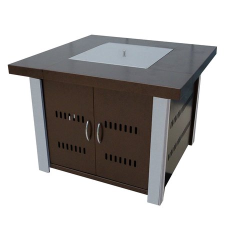 HILAND Outdoor Fire Pit in Hammered Bronze and Stainless Steel GS-F-PCSS